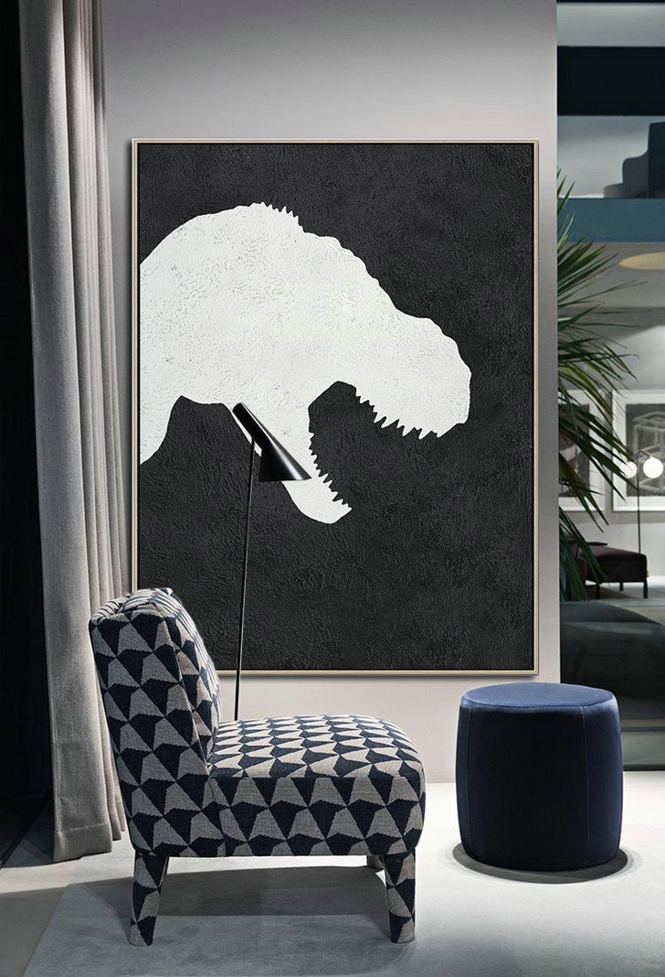 Extra Large Artwork,Black And White Minimal Painting On Canvas - Oversized Canvas Art